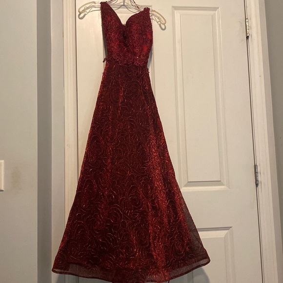 Ruby Red Roses Prom Dress - Picture 2 of 7